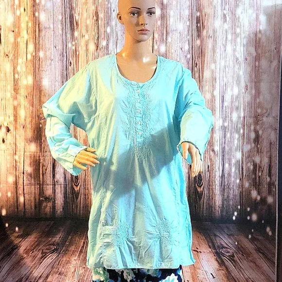 J.CREW Women's Long Sleeve Tunic Mint Color Size XL - Picture 1 of 8